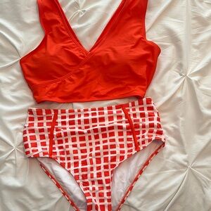 Red Checkered Bikini Set